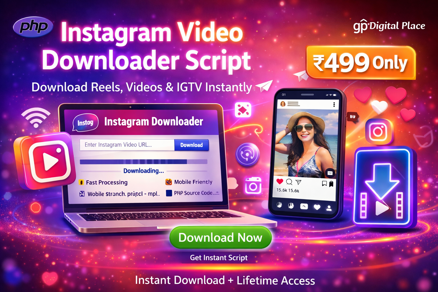 Instagram Video Downloader Script (PHP) – Fast Reels & Video Download Tool