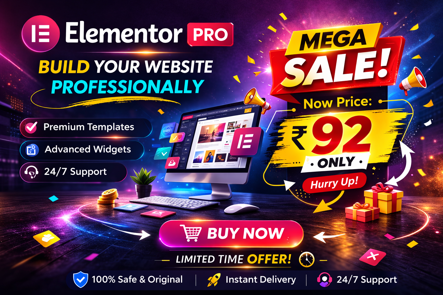 Elementor Pro Plugin Only ₹92 – Premium WordPress Page Builder Deal