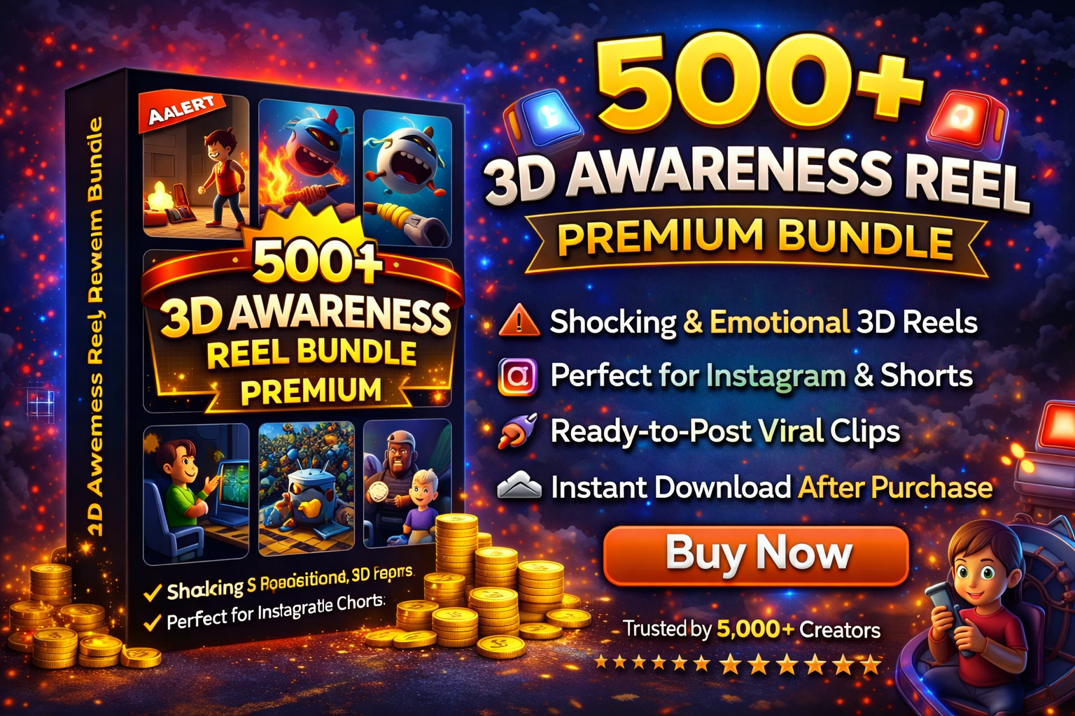 500+ 3D Awareness Reels Premium Bundle – Viral Social Awareness Reels